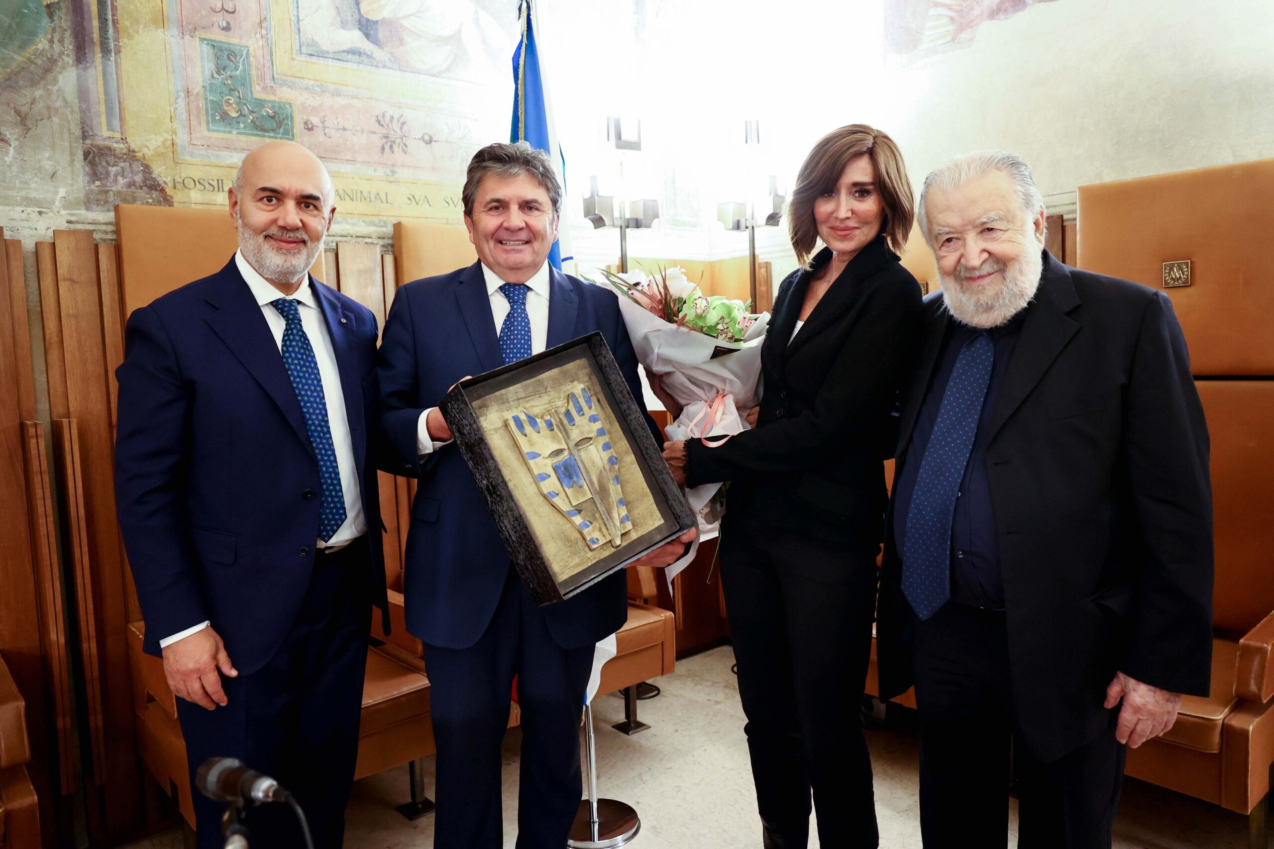 Premio Confartigianato Cultura 2022 Pupi Avati Bologna Davide Servadei, Amilcare Renzi, Anna Maria Bernini e Pupi Avati
