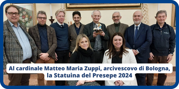 consegna statuina presepe Natale 2024 cardinale Matteo Zuppi Bologna 20 dicembre 2024